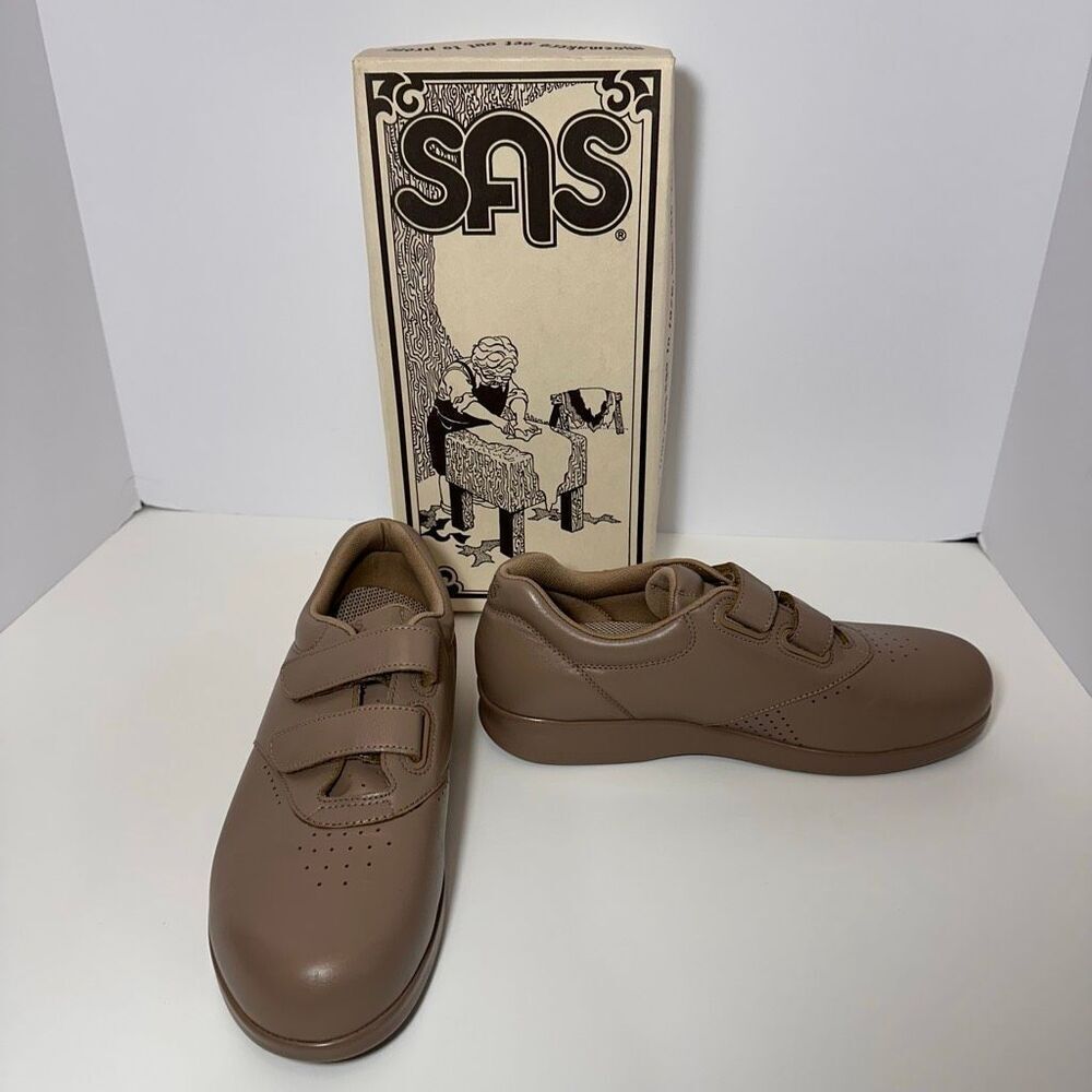 SAS Womens 8W Me Too Mocha Leather Casual Walking Shoes Strap New Opened